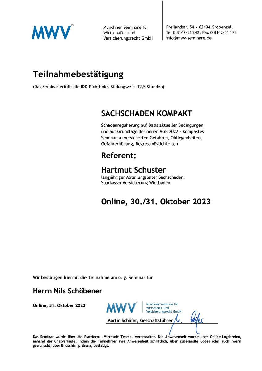 MWV – Sachschaden kompakt